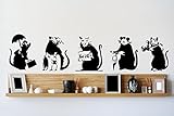 Banksy Collection of RATS x 5 Graffiti Art / Large Vinyl Wall Stickers by Broomsticker