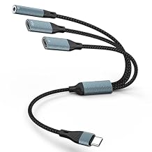 USB C Splitter, USB C to 3.5mm Headphone Adapter and PD 60W Charger Cable USB C to USB C OTG Splitter with Data Transfer Compatible with iPad Pro, iPad Air 6/5, MacBook, iPhone 16/15, Galaxy S24/S23