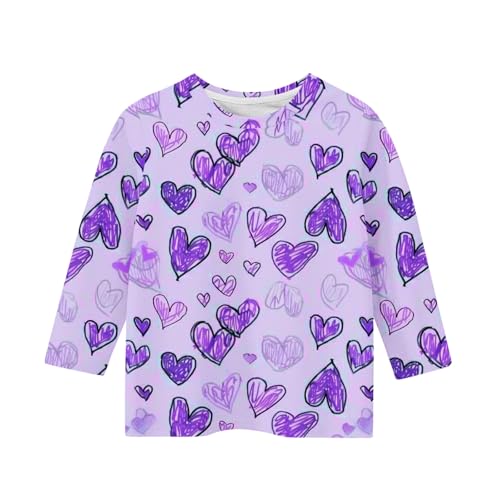 Girls Heart Printed 3/4 Sleeve Tops Loose Crewneck Pullover Dressy Casual Blouse Cute Tee Shirts for 3-12Y3