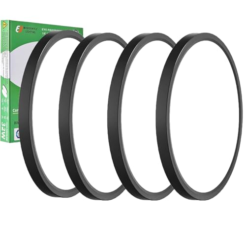 4PK 15.8 Inch Black LED Flush Mount Ceiling Light, 32W,