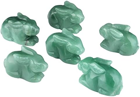 KYEYGWO Crystal Decor Rabbit Sculpture, Pocket Stone Bunny Figure Natural Stones Healing Talisman Fengshui Sculpture Animal Ornament for House Decor, 2 Inches Green Aventurine