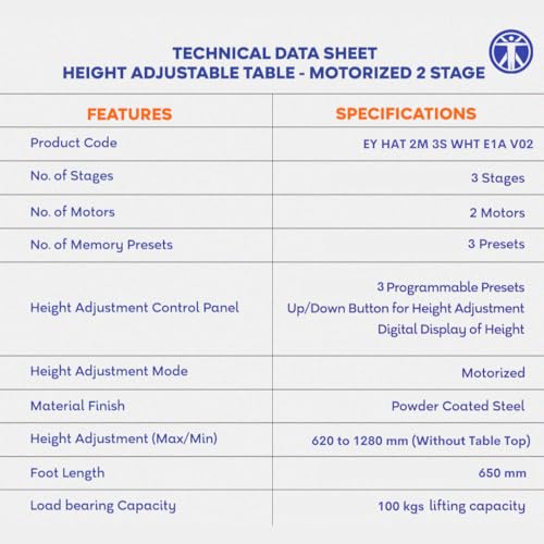Image of ErgoYou - Electric Height Adjustable Standing Table - Dual Motor 3 Stage - E1A Series - Ergonomic Sit Stand Computer Desk (No Table Top, Only White Steel Frame)