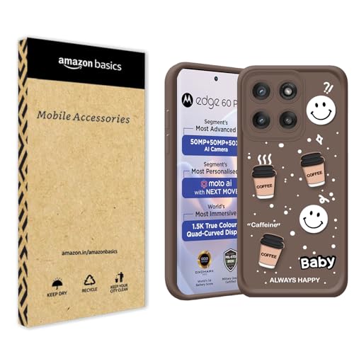 Image of amazon basics Back Case Cover Compatible for Motorola Moto Edge 60 Pro 5G | Cute Fun Cartoon 3D Ball | Coffee Silicone Case | Camera Protection | Body Protection | Shock Proof | Color Brown