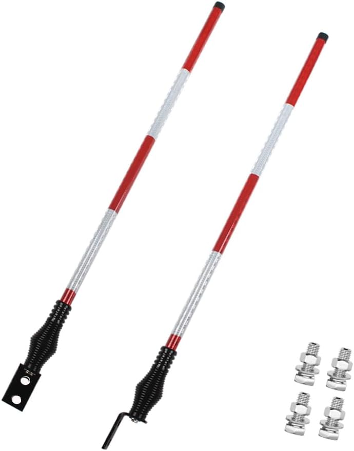 Snow Plow Markers,Reflective Snow Plow Markers Sight Rod Stud Mount Stainless Steel Spring Base, Fiberglass, 39.37 Inch 2 Pack