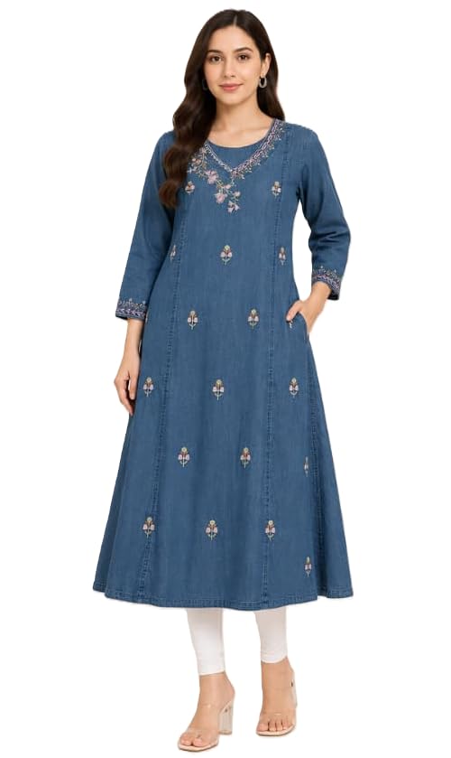 rajaau ethnics Denim Impressive Embroidery Kurti-picture-46