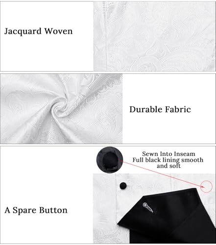 Image of DiBanGu Mens Paisley Suit Vest Silk Jacquard Waistcoat and Necktie Set Formal Shawl Collar Dress Vest 7PCS for Wedding Party