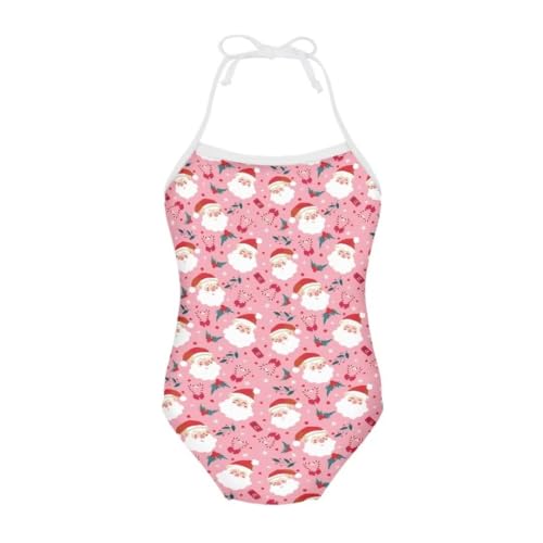 Girls Christmas Halter Modest One Piece Swimsuit Hawaiian Summer Beach Swimwear 3-10 Years