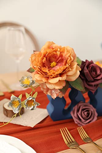 Ruidkun 21Pcs Artificial Flower Box Set Silk Fake Flowers For Diy Wedding Decoration Hand Bouquet Bridal Bouquet Baby Shower Cake Home Party Decoration (Burgundy & Amber) #TOP5