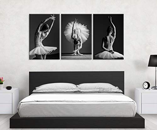 Hello Artwork Dancing Girls Modern Large Contemporary 3 Panels Ballet Dancers Paintings On Canvas Giclee Artwork Stretched And Framed For Living Room Bedroom Home Decor Ready To Hang 24X36Inchx3Pcs #TOP3
