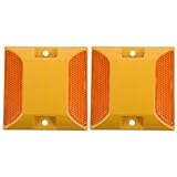 OUNONA Driveway Reflectors Road Reflector Markers, 2pcs Street Pavement Asphalt Markers Square Delineator Highway Garage Reflectors for Speed Bumps, Sidewalks, Pedestrian Yellow