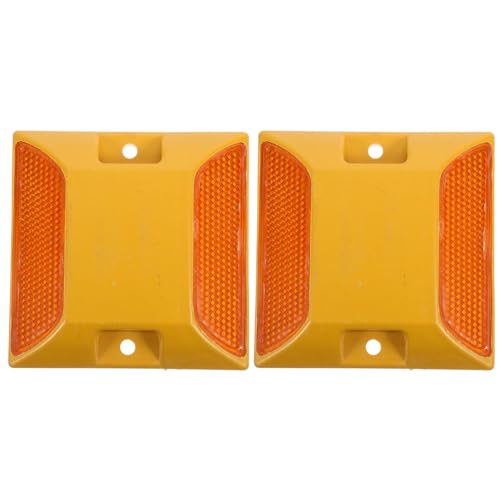 OUNONA Driveway Reflectors Road Reflector Markers, 2pcs Street Pavement Asphalt Markers Square Delineator Highway Garage Reflectors for Speed Bumps, Sidewalks, Pedestrian Yellow