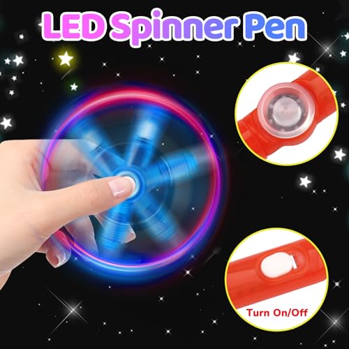 Thremhoo 24PCS Glow Fidget Spinner Pens Party Favors for Kids 8-12 Goodie Bags Stuffers Treasure Box for Kids Classroom Prizes Bulk Toys Light Up Spinning Pens Birthday Carnival Gifts Pinata Stuffers by Thremhoo - Used condition - Image 2