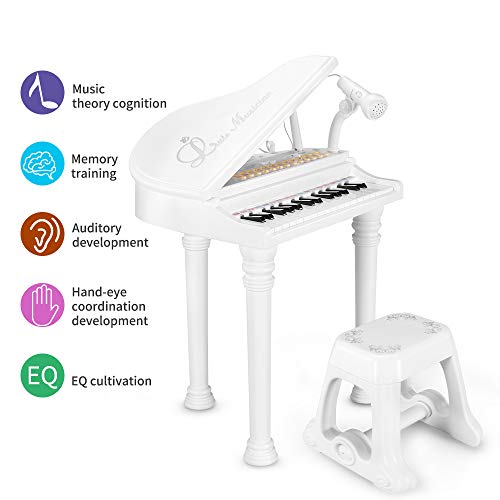 BAOLI Electronic Organ Musical Instrument Toy Set 31 Keys White Piano Play Toy