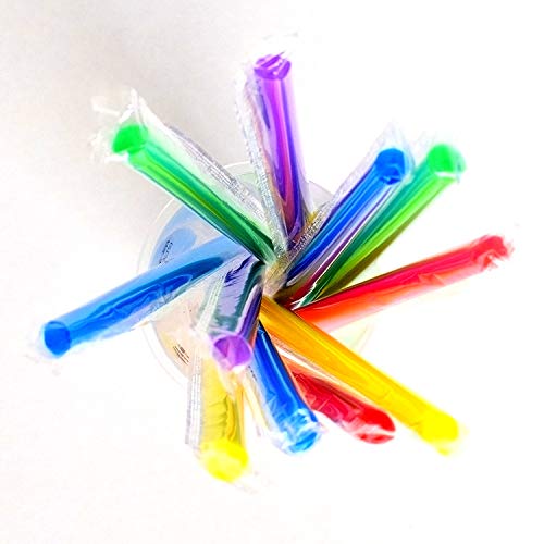 ROU100 Pcs Extra Large Plastic Bubble Tea Smoothie Straws, Colorful Disposable Wide-mouthed Large Straw （0.43" Diameter and 9.44" long） (large)
