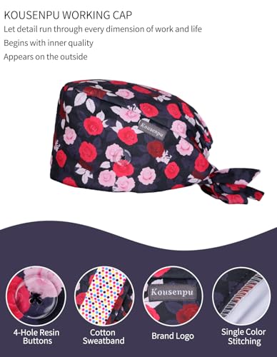 Image of Kousenpu Scrub Caps for Men, Adjustable Surgical Cap, Breathable Medical Hat for Doctors, Nurses & Healthcare Professionals