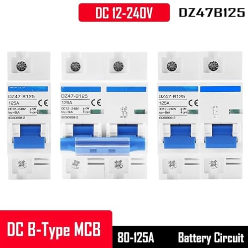 Interruptor de cortocircuito automático 24V 48V protector 80A tipo B AC DC 3