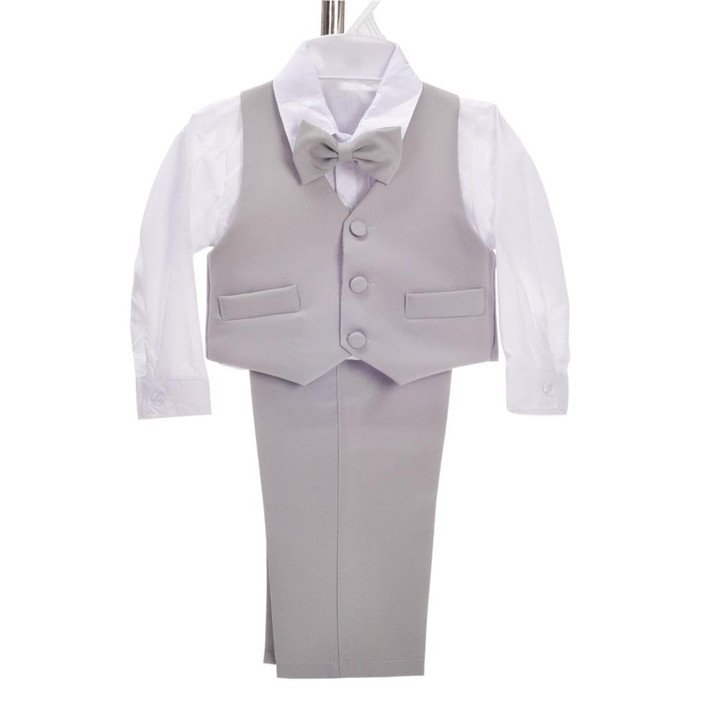 Lito Angels - Trajes para Bebe niño de Vestir Elegante Caqui, Conjunto de 5 Piezas de Traje Formal para Boda, Fiesta, Ceremonia y ocasión Especial
