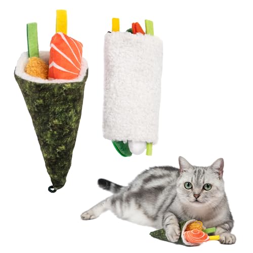 Image of Catify by Best Pet Supplies Interactive Sushi Set Catnip Cat Toy for Indoor Cats & Kittens, Plush Pull-Out Toppings Chew Toys, Durable, Soft, Enrichment Play