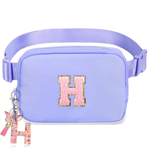 Image of Belt Bag for Girls Gifts - Birthday Gifts for Teenager, Personalized Gifts for Mom Freind Sister Teacher, Graduation GiftsInitial Crossbody Bag Belt Bag for Women Lavender Purple H