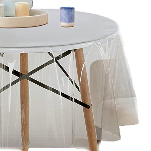 Nappe transparente ronde protectrice et imperméable pour table à manger