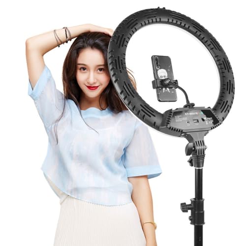 Image of GIFTMAX 18 Inch LED Ring Light with Stand | 2 Color Modes & Dimmable Brightness | Remote Control | for YouTube, Makeup, Vlogging, Video Shoot, Live Streaming | Compatible with iPhone & Android