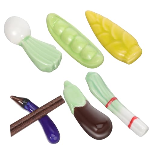 Amosfun 6個 可愛い野菜型箸置き コンパクトで省スペース設計 卓上食卓用箸レスト スプーン 筆置き兼用可能な多用途テーブルデコレーション