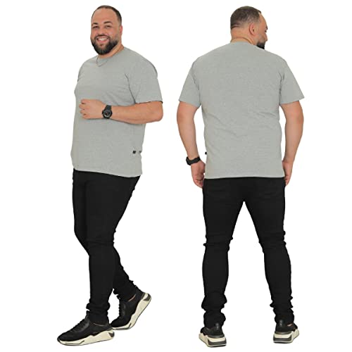 Calça Jeans Masculina Plus Size Slim Tamanho Especial Grande Cor:Jeans/Preto;Tamanho:50