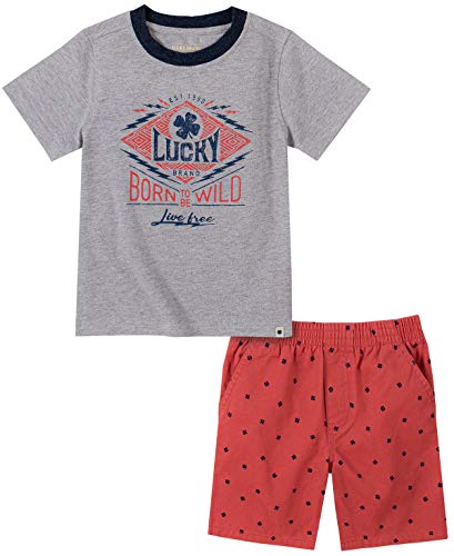 Lucky Brand Baby Boys' Short Set, Gray/Red, 12M