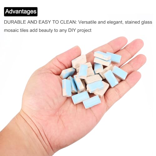 Azulejos de mosaico de cerámica rectangulares en azul claro para manualidades (250 g) 5
