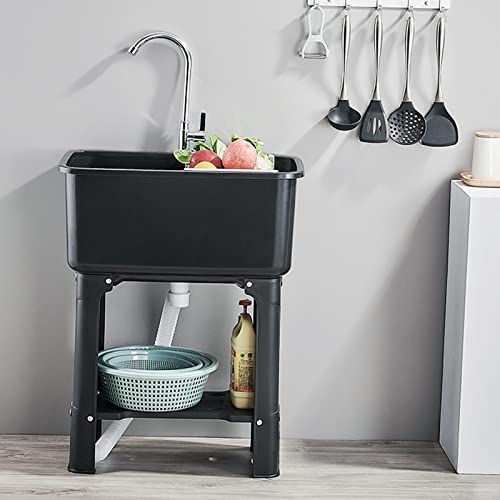 Kitchen Sinks，Freestanding Laundry Utility Sink，Small Rv Sink， Outdoor Sink，Set W/Faucet Utility Washing Hand Basin For Indoor Outdoor，For Business Restaurant, Cafe, Bar, Hotel, Garage, Laundry Room