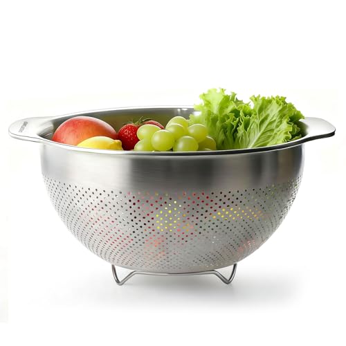 Greentainer Stainless Steel Colander Strainer Bowl - 3.3L Rust-Proof Fine Mesh with Handle Kitchen Food Strainer Basket for Washing Vegetables and Fruits, Durable Pasta Strainer & Drain Basket - Image 4