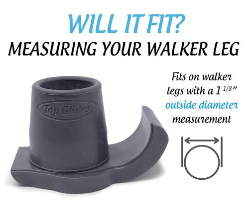 Deal: 2 Pairs Top Glides DuraSki Heavy Duty Walker Ski Glides for 1 1/8 Inch Tubes (Gray) - Thumbnail 4