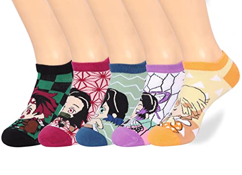 Roffatide anime Demon Slayer tobillo Socks 5 pares de calcetines
