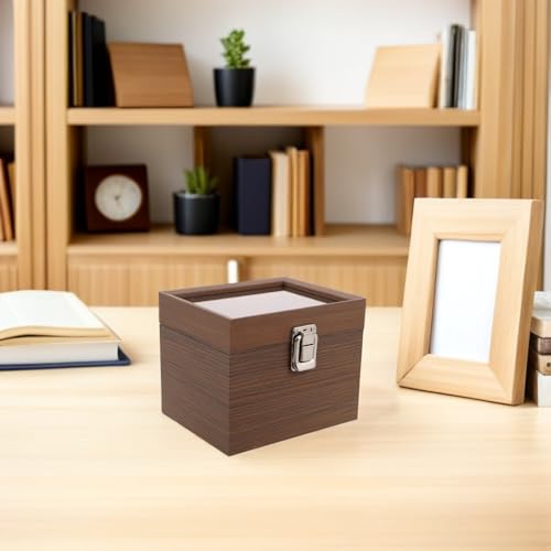 Boîte à bijoux en bois de noyer foncé avec 8 compartiments beiges pour coiffeuse