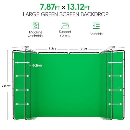 GLOSHOOTING 7.87x13.12ft Portable Green Screen Backdrop Kit, Large Collapsible Greensceen Photography Background with Heavy Duty Stand for Parties, Photo Studio Video Shooting, Live Streaming, Stage by GLOSHOOTING - Used condition - Image 2