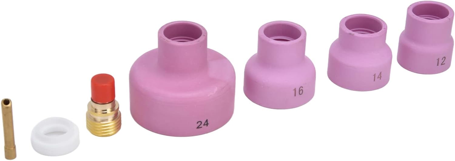 Hyuduo TIG Gas Lens Kit Ceramic Cup Electrode Holder Connector for WP 9 20 25 - Durable and Easy to Replace - Welding Supplies for TIG Welding Torch Suitable