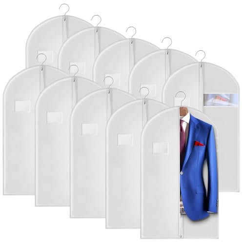 Hleelomi 10 Pack 40-in Garment Bag for Hanging Clothes Suit Bag White