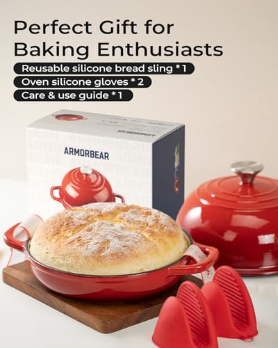 Image of 5QT Enameled Cast Iron Sourdough Bread Oven for Homemade, Red