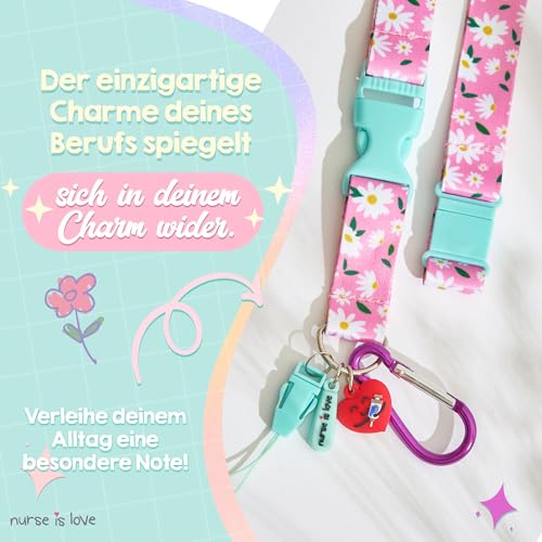 Nurse is Love - Schlüsselband Krankenschwester, Lanyards Zum Umhängen Schere, Umhängeband Schlüssel, Ausweishalter - mit Clip Und Karabiner, Schönes Kartenhalter Nurse Accessories