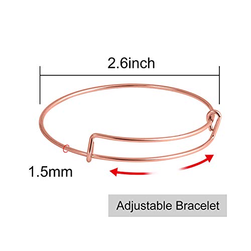 Sayaya 50 Pieces Expandable Bangle Blank Bangle Bracelets Adjustable Bracelets For Jewelry Making (Rose Gold) #TOP1