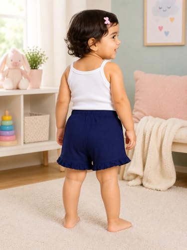 Image of BODYCARE KIDS Infant Baby Girls Cotton Antiviral Printed Shorts | Soft Breathable Elastic Waist Casual for Toddlers & Infants | Comfortable Summer Baby Bottoms for Girls