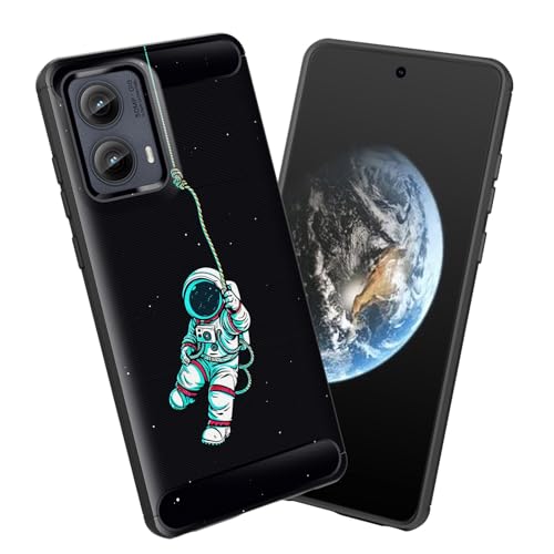 smauncucn for Moto Edge 2024 Case,Soft TPU Slim Fashion Anti-Fingerprint Non-Slip Protective Phone Case Cover for Motorola Moto Edge 5G 2024 6.6",Cute Astronaut