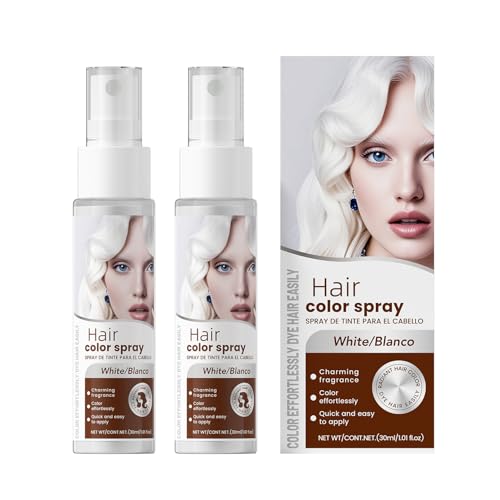 Clawrex Tinta temporária para o cabelo, 2 unidades, spray de cabelo, cor líquida em spray para Halloween, carnaval, cosplay (branco)