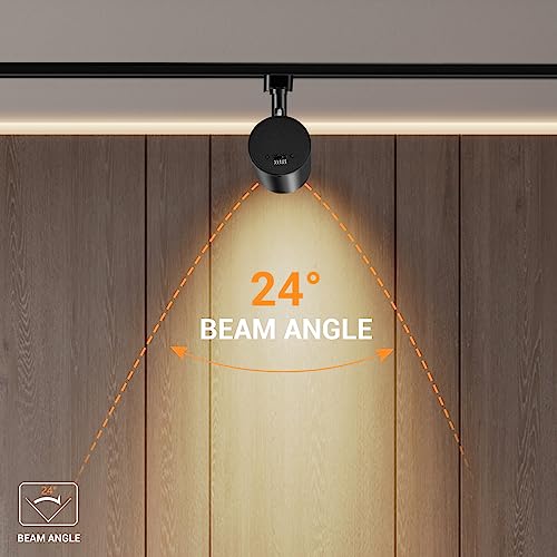 Vanoopee 5-Color Led Track Lighting Heads H Type Track Light Heads Dimmable Bright Rail Ceiling Spotlight Fixtures Accent Art Task, 2000K-6000K, Flicker Free Cri90+ 24° 10W 800Lm, Matte Black, 6 Pack #TOP6