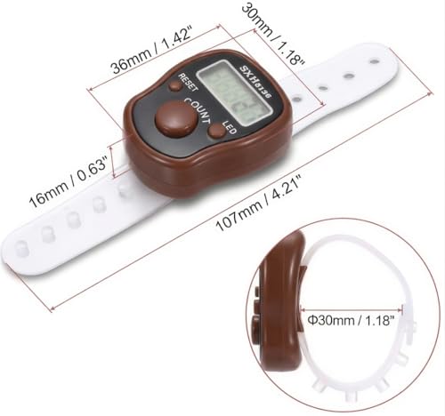Image of Digital Finger Ring Tally Counter with LCD Display, LED Light, Reset Button(Pack of 1) (Brown)