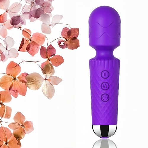 Image of Personal Massager Wand, 8 Speeds 20 Modes, Cordless Portable Waterproof, Quiet Mini for Muscle Aches, Back Pain and Sports Recovery (Purple)