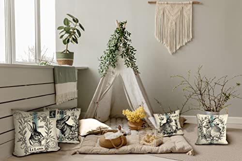Dfxsz Easter Pillow Covers 18X18 Inch Set Of 4 Vintage Farmhouse Bunny Throw Pillow Covers Easter Decorative Throw Pillows Retro Farm Rabbit Throw Cushion Case For Home Decor #TOP2