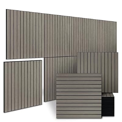 8-Pack Peel and Stick Acoustic Wall Panels, 11.8" x 11.8" PET Soundproof & Noise Cancelling Acoustic Felt, Self-Adhesive 3D Sound Absorbing Slat Wall Paneling for Interior Wall Decor, Gray