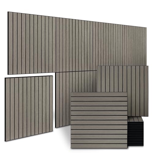 8-Pack Peel and Stick Acoustic Wall Panels, 11.8" x 11.8" PET Soundproof & Noise Cancelling Acoustic Felt, Self-Adhesive 3D Sound Absorbing Slat Wall