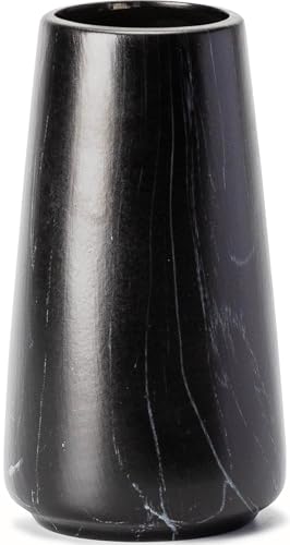 Marble Black Vase - Black Flower vase, 6" Small Simple Modern Ceramic Vases for Flower/Pampas Grass, Minimalist Farmhouse Boho Vase for Centerpieces, Home Decor, Bathroom Decor
